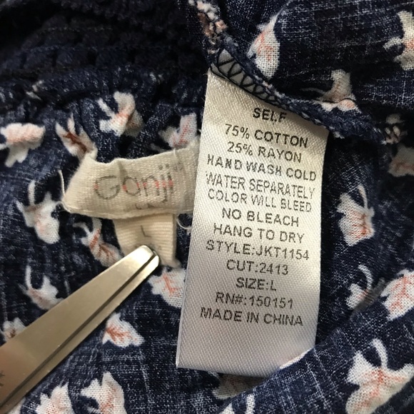 Ganji Floral Crop Top Blouse Sz L (P02) - Picture 7 of 7